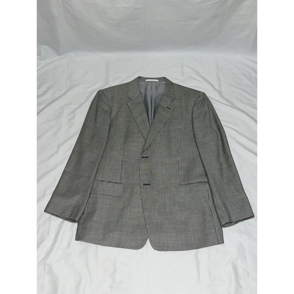 John W Nordstrom Blazer Sport Coat White Black 46R Wool Silk Two Button Read